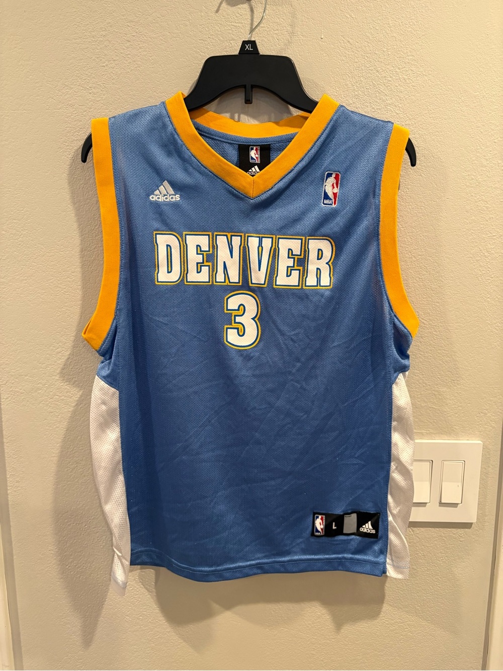 Vintage Adidas NBA Denver Nuggets Allen Iverson #3 Basketball Jersey Kids Sz Lrg